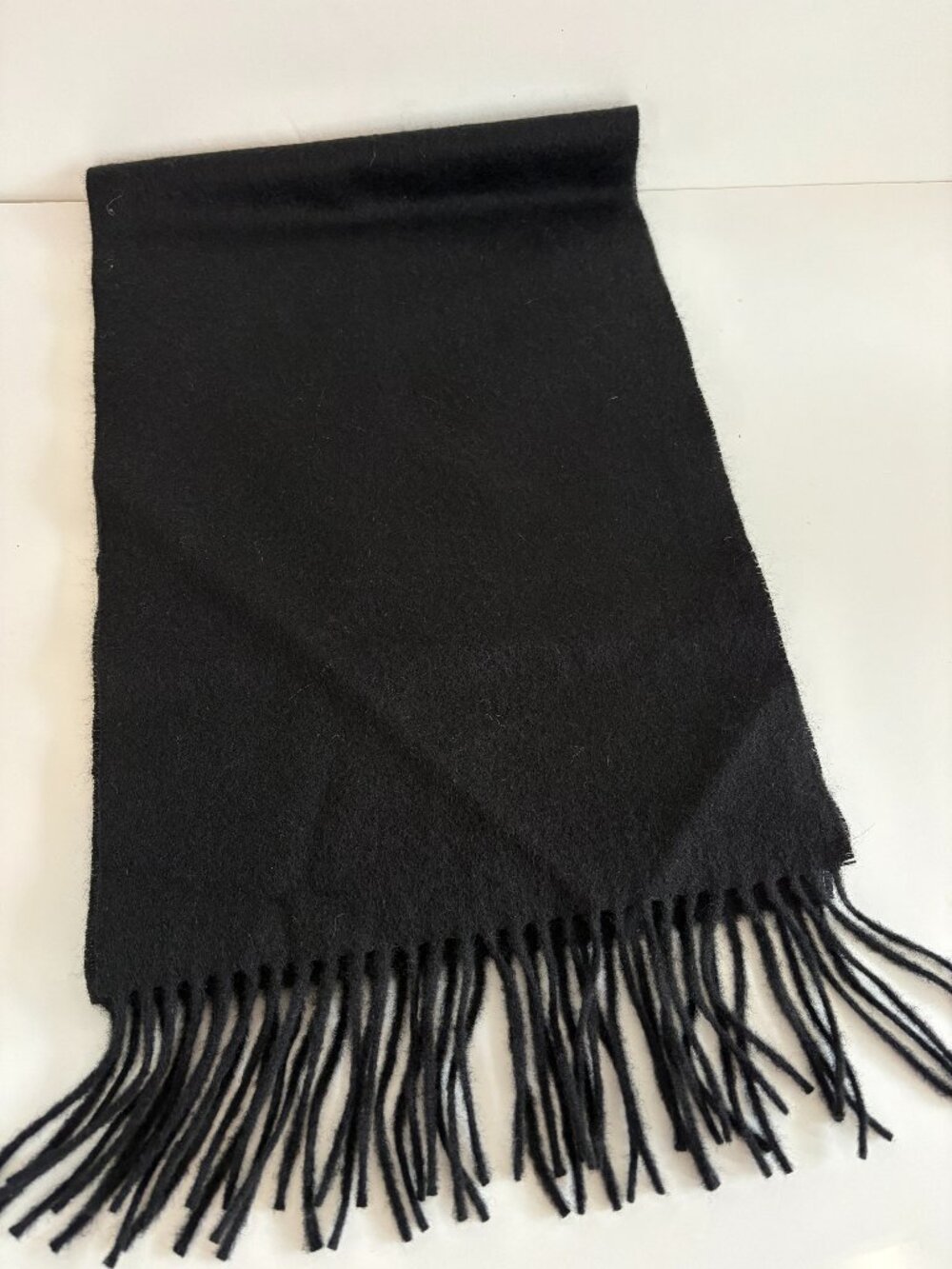 Murano Black Cashmere Scarf Rectangle Fringe